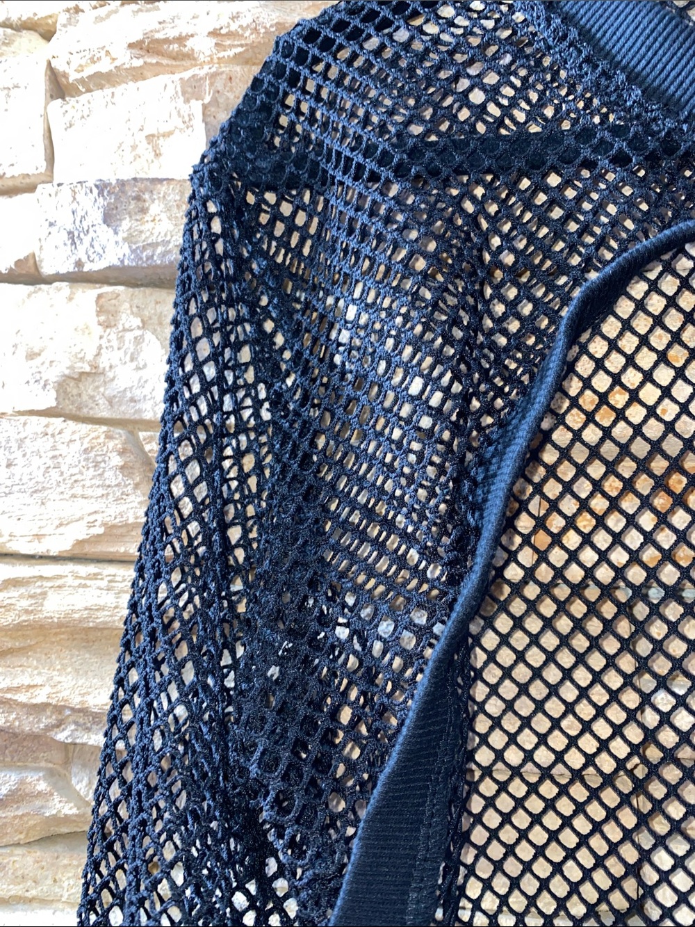 Dazy Black Fishnet Mesh Cutout Long Sleeve Crop Top Medium - Picture 3 of 8